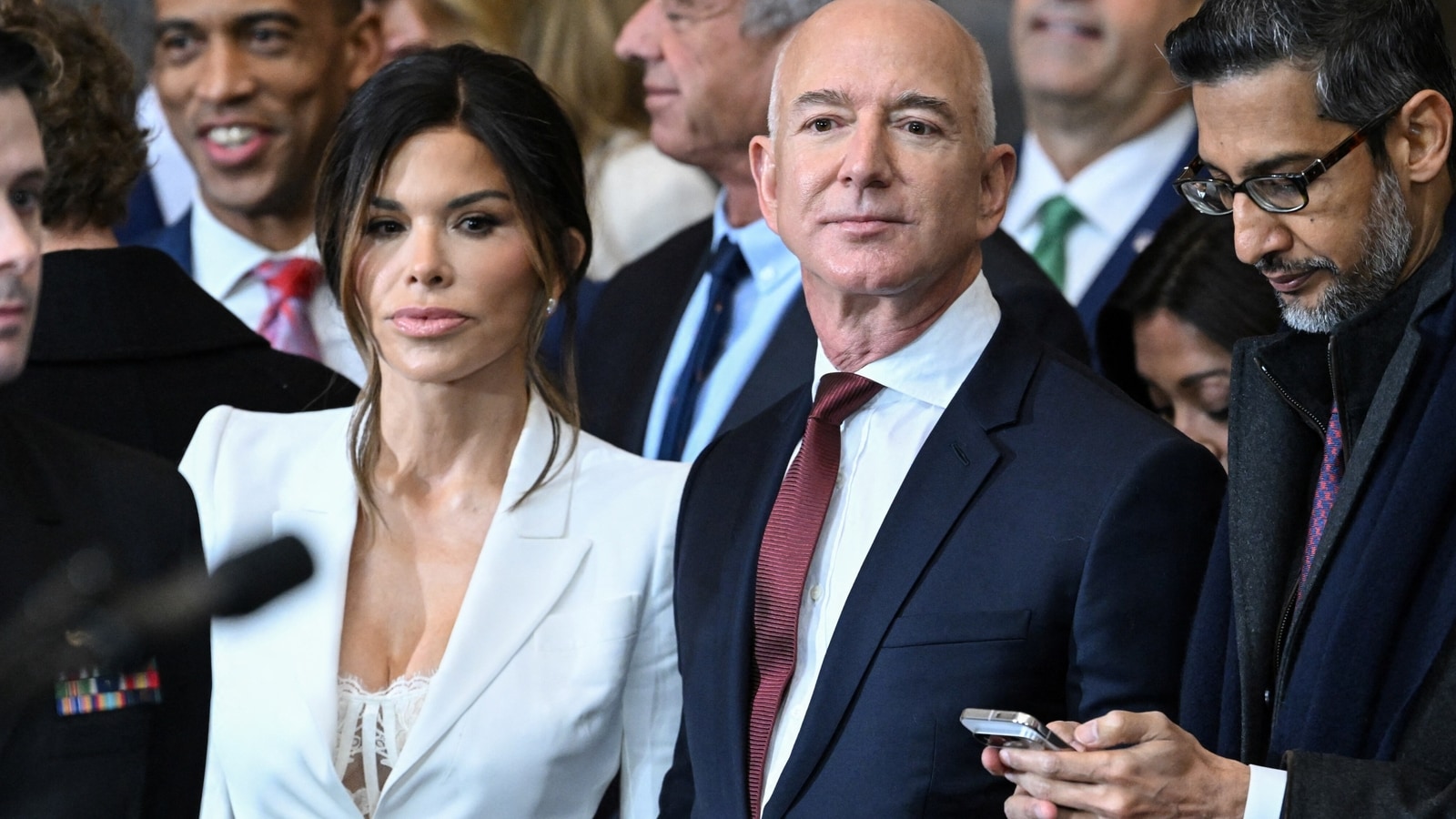 Jeff Bezos’ fiancée Lauren Sanchez slammed for ‘incredibly inappropriate’ outfit at Trump inauguration